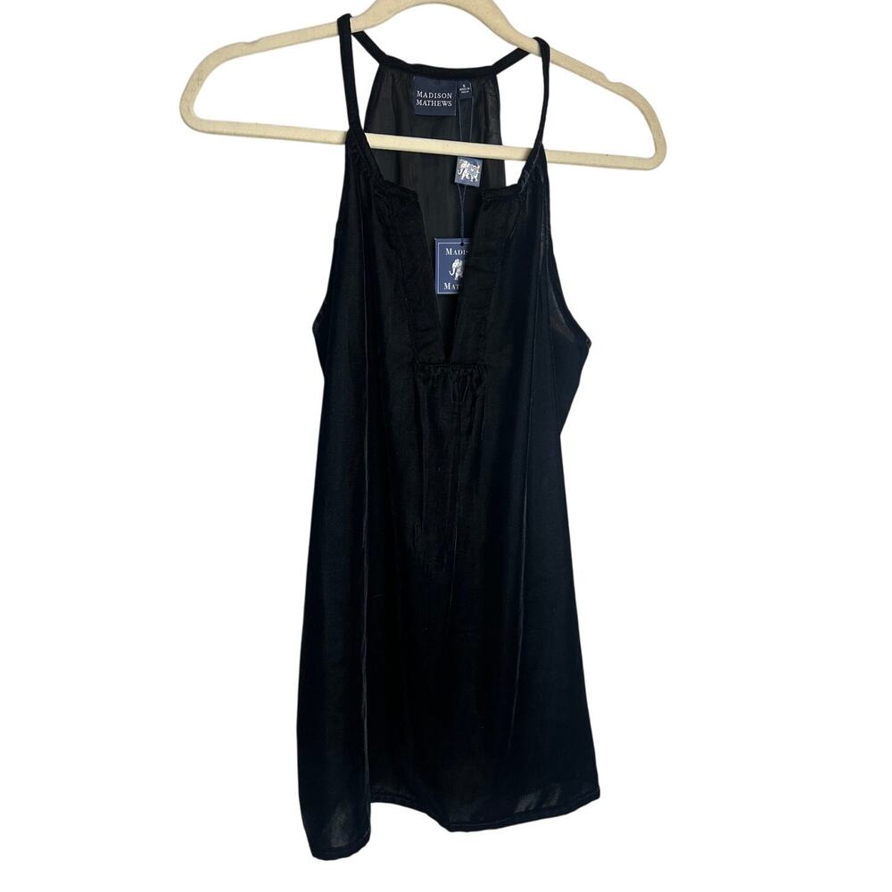 Madison Mathews Black Velvet Halter Top NWT Sz. S